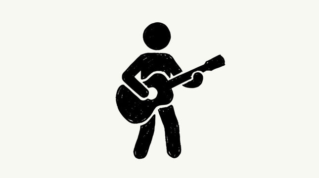 Silhouette of a person playing a guitar.