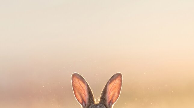 Minimal Rabbit Ears at Sunset &ndash; Elegant Spring Background with Luxury Negative Space