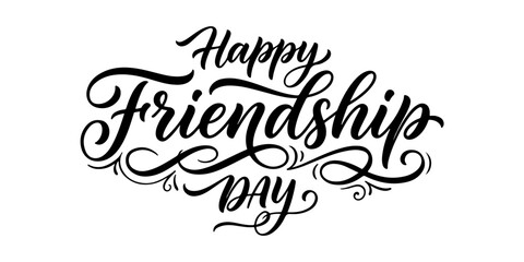 Happy friendship day calligraphy elegant black text on white background for celebrations © TOWN