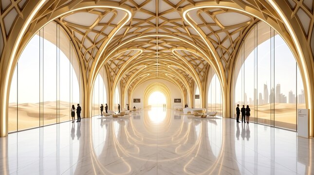 Futuristic Luxury Corridor Desert Architecture Concept