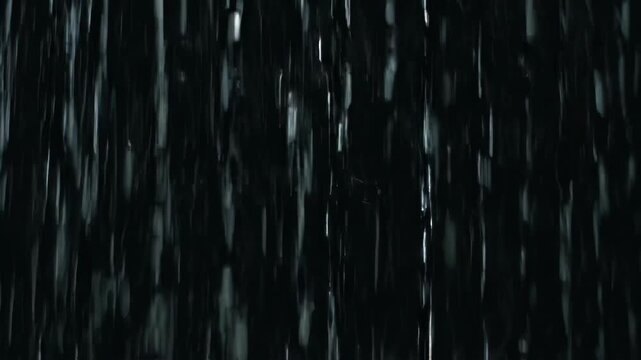 Dark Rainfall Falling in Nighttime Sky.