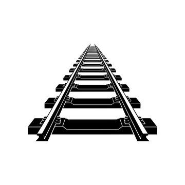 Railway Track icon featuring parallel railroad rails and sleepers. Perfect for transportation projects, railway infrastructure, train systems, logistics, travel maps, engineering illustrations, and tr