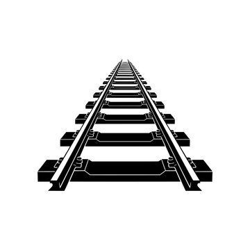 Railway Track icon featuring parallel railroad rails and sleepers. Perfect for transportation projects, railway infrastructure, train systems, logistics, travel maps, engineering illustrations, and tr