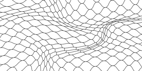 Fishing or netball. Repeating hexagon pattern. Black wired mesh texture isolated on a white background. Metallic or fabric fence, cage or lattice structure. Vector graphic illustration. © Haikal