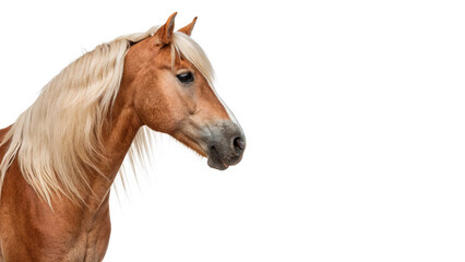 Beautiful brown horse head profile portrait domestic pedigree stallion ranch asset isolated on transparent background © novomir-png