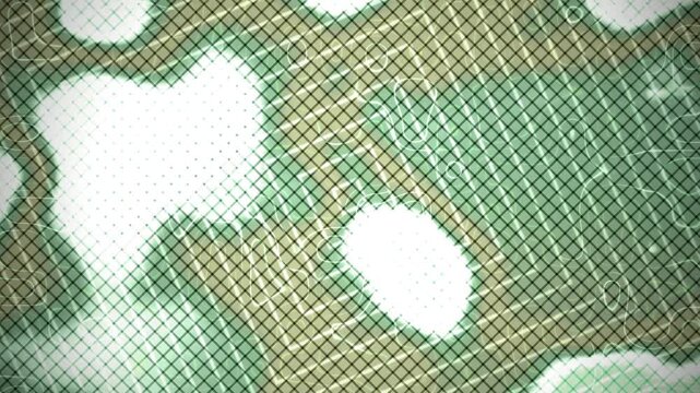 Abstract Green and Brown Organic Shapes with Grid Overlay on White Background