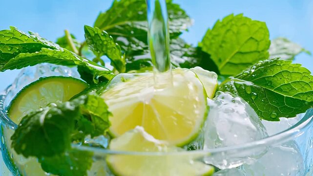 Lime mint drink with ice