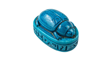 Blue jade scarab beetle figurine isolated on transparent background for Egyptian decor © David