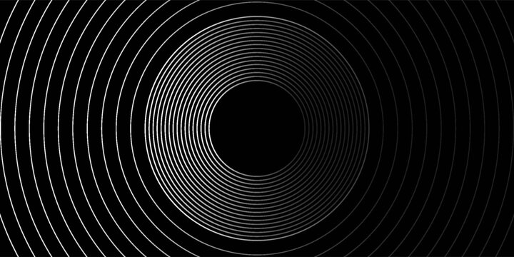 3D techno silver lines overlapping layers abstract background on dark space with circle effect decoration. Modern graphic design element line style concept for web banner, flyer, card or brochure cove
