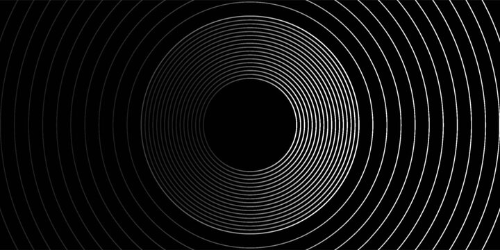 3D techno silver lines overlapping layers abstract background on dark space with circle effect decoration. Modern graphic design element line style concept for web banner, flyer, card or brochure cove