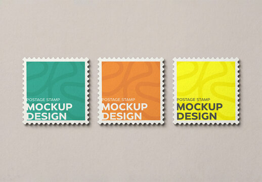 Square Postage Stamp Mockup Set