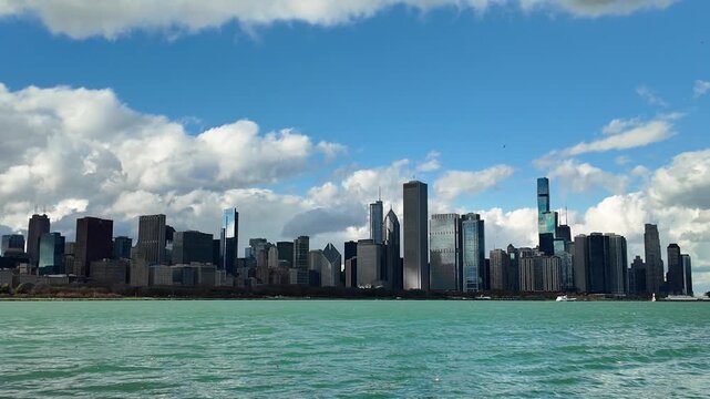 Skyline of Chicago city downtown. Skyscraper architecture. Chicago city cityscape. Cityscape skyline with skyscraper building. Skyline architecture. Chicago city with cloudy sky. USA cityscape