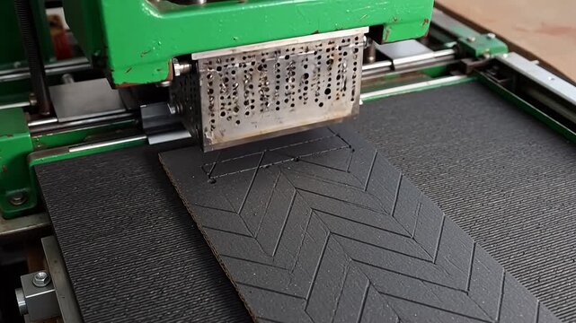 Machine pressing pattern on material