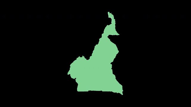 Cameroon green 3D map spin perfect 10 second loop black background 