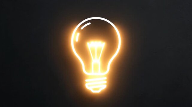 A glowing light bulb icon isolated on a dark textured background