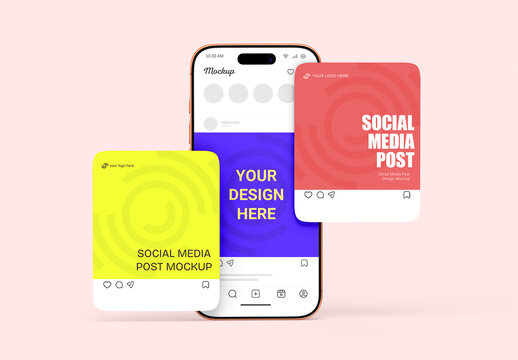 Social Media Post Smartphone Screen Mockup