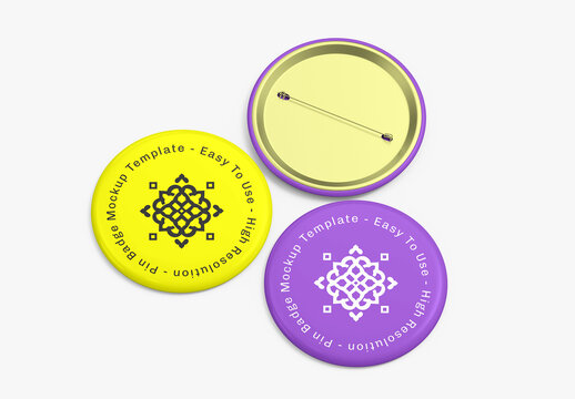 Pin Badge Front and Back View Mockup Set