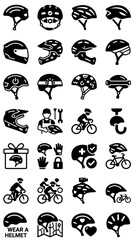 Fototapeta premium Cycling Helmets Icons Set: Safety, Protection, and Gear Collection