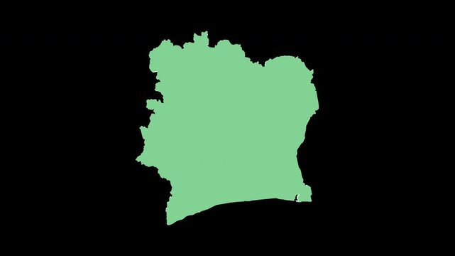 Cote d&rsquo;lvoire green 3D map spin perfect 10 second loop black background