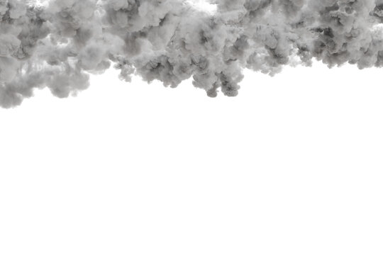 border of voluminous grey smoke frames the top edge
