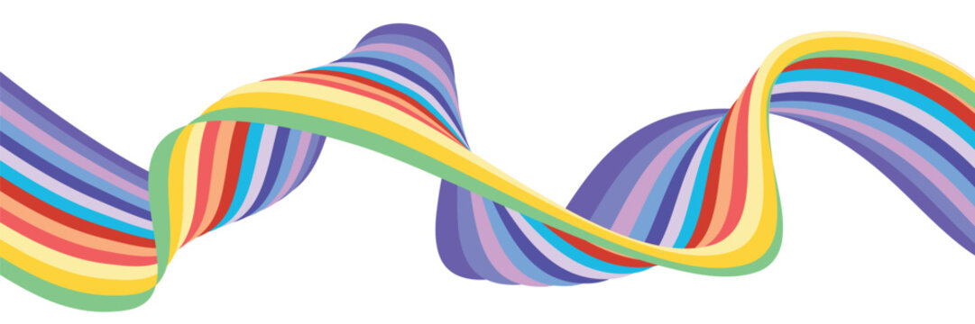colorfull on white abstract perspective line wave stripes with 3d dimensional effect isolated on white.