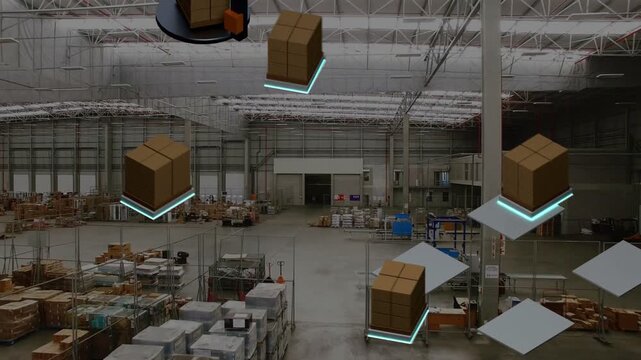 On AR activation augmented boxes shifting, tilting platforms and gliding to visualize warehouse