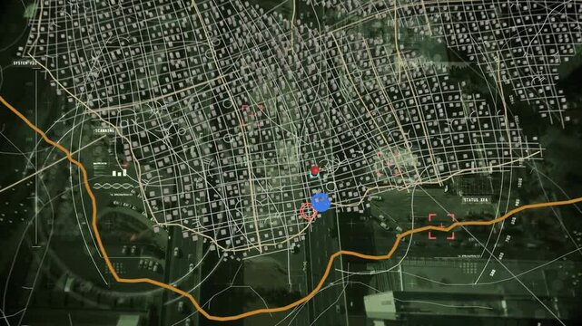Ping initiating map HUD, showing converging markers, plotting cyan route highlighting corridor