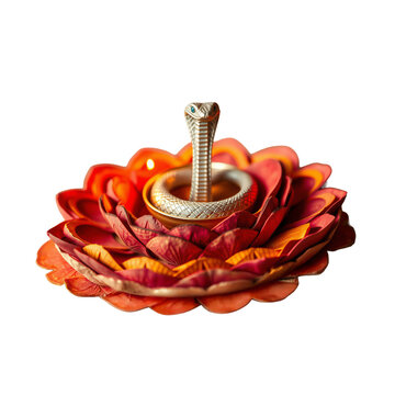 Traditional Cobra and Bowl of Milk  for Happy Nag Panchami Indian Hindu Festival