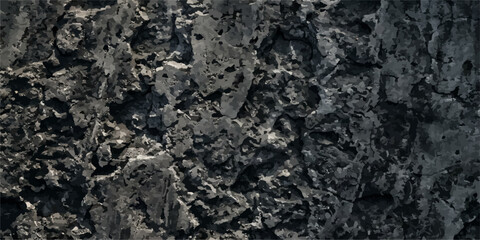 Deep textured dark stone wall surface with cratered details background cratered abstract material industrial © Humayun