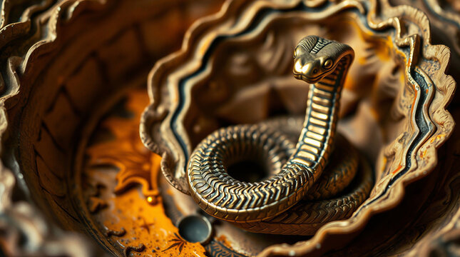 Realistic Snake with Bowl of Milk for Happy Nag Panchami Hindu Festival