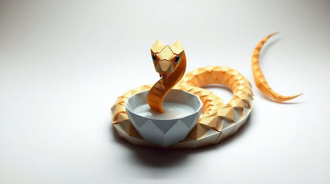 Realistic Snake with Bowl of Milk for Happy Nag Panchami Hindu Festival