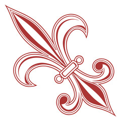 Elegant fleur de lis heraldic emblem featuring ornate curves and pointed petals for classic european branding and medieval style crest designs including sophisticated line work and symmetry. © Min