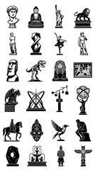 Obraz premium Famous Sculptures, Statues & Monuments Collection - Vector Icons