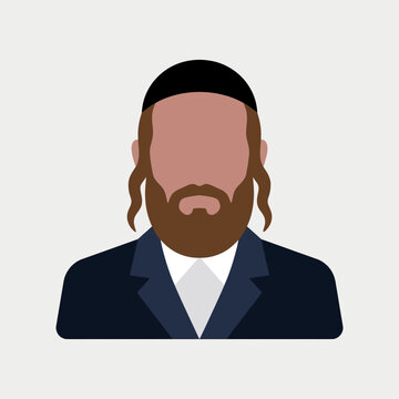 Vector illustration of a faceless orthodox jewish man avatar
