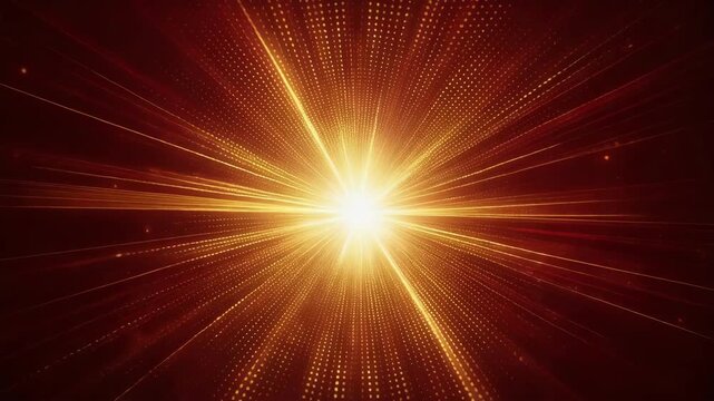 Bright red and gold radiant light burst with dotted abstract background
