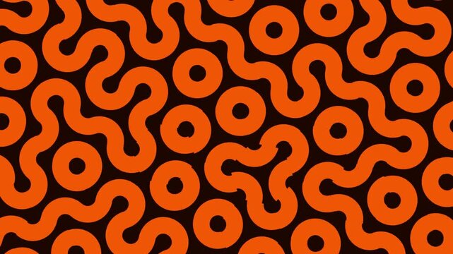 Vibrant orange curved pipelines intertwine seamlessly across a dark backdrop creating a bold retro geometric pattern for dynamic tech backgrounds
