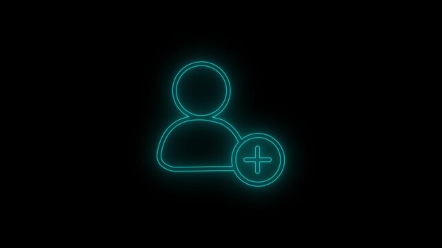 Add, avatar create icon animation on a black background.