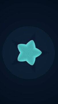 Glowing cyan particle star symbol pulses within a dark ambient atmosphere designed for vertical mobile application interfaces and tech social media posts