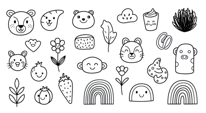 Cute Hand Drawn Doodle Elements Collection.