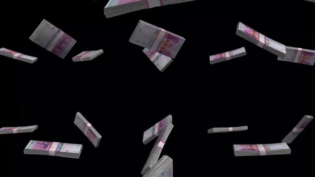 Cape Verde Money, Cape Verdean Escudo Banknotes Falling On Black Background, CVE Currency Stacks Dark Cinematic, 4K