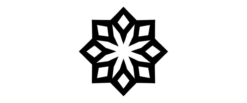 Geometric Snowflake Design Element Transparent Background