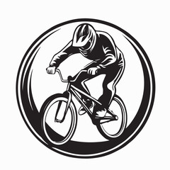Obraz premium Extreme BMX Bike Racer Logo Vector Illustration On White Background