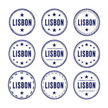 Lisbon stamp set. Seal set with city name on a white background