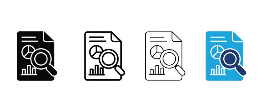 file icons with magnifying glass and chart graphs on white background  business and data analysis concept