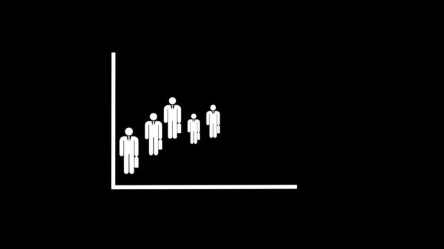1 year child to 50 year man icon graph animation 4k video and black background .