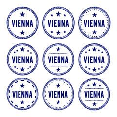 Obraz premium Vienna stamp set. Seal set with city name on a white background