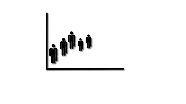 1 year child to 50 year man icon graph animation 4k video and black background .
