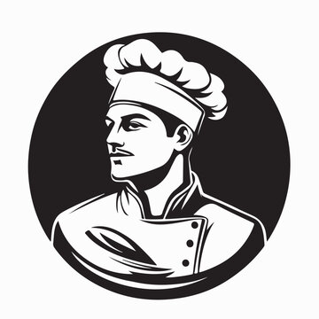 Professional Chef Hat Emblem Logo Vector Illustration On White Background