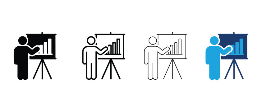 people presenting on a board with bar graphs on a white background
