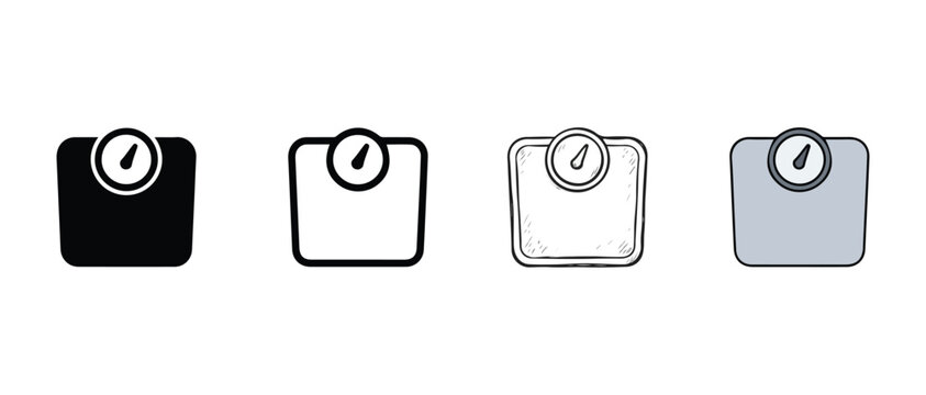 scales icons in black white gray and shaded styles for design and infographics  various illustration styles for user interface elements
